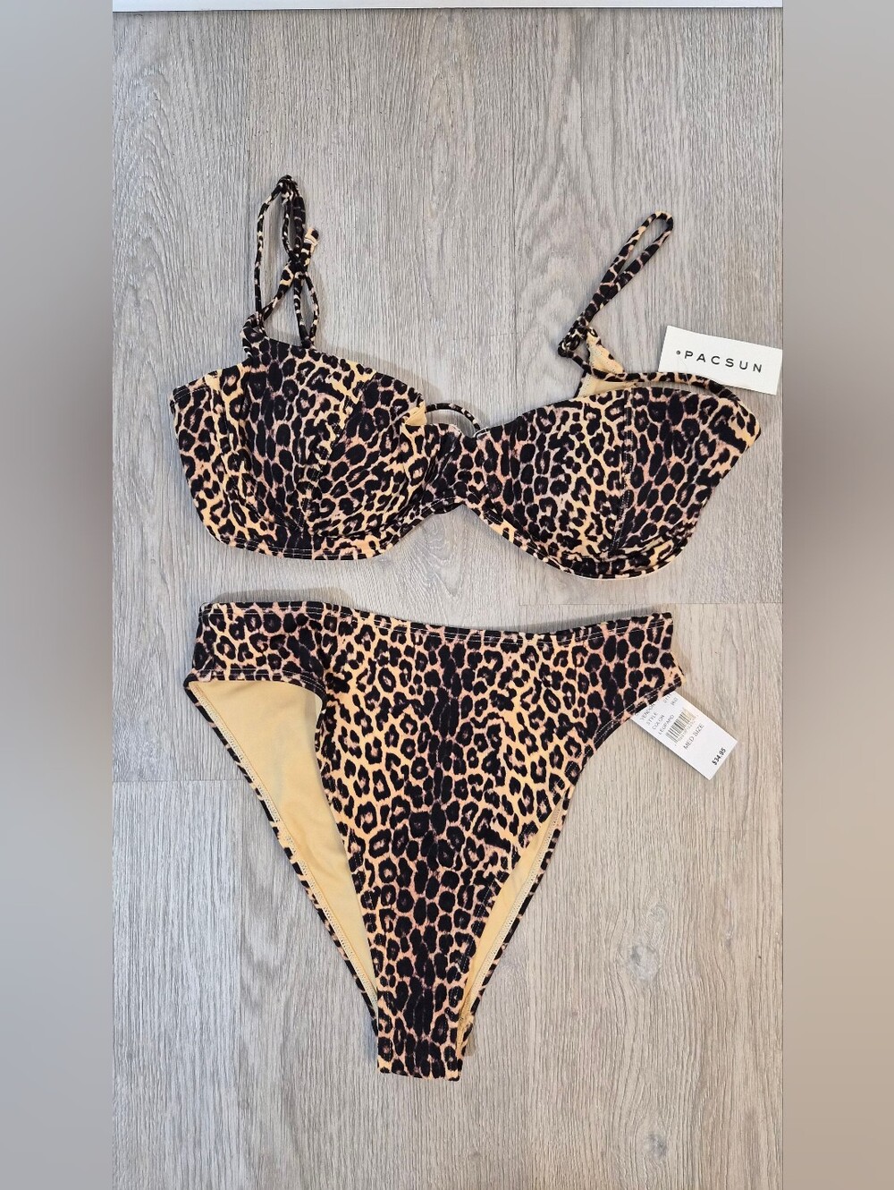 PacSun Leopard-Print Bikini Set -Top: XLG, Bottom: M - New with tags